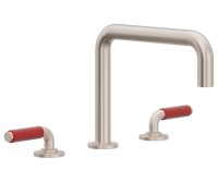 Tub Faucet Quad Spout, Red Handles