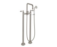 Traditional Squared Spout, Lever Handles, 2 Leg Freestanding Tub Filler with Handshower