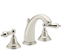 Transitional Widespread Faucet, Curving Spout, Teardrop Handles