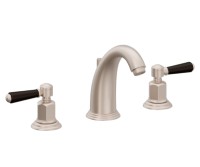 Black Lever Handles, Curving Spout, Widespread Faucet