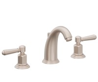 Lever Handles, Metal Index Buttons, Curving Spout, Widespread Faucet