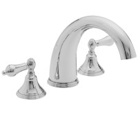 Traditional Tub Filler with Curving Spout, Tear Drop Lever Handles
