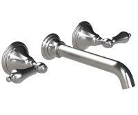 Long Reach Wall Mount Sink Faucet, Teardrop Lever Handles