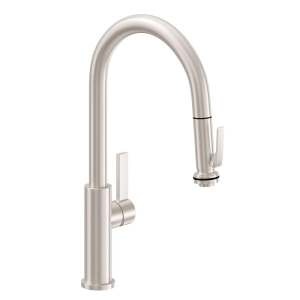 Curving Spout, Pull-down Spray, Squeeze Handle Trigger