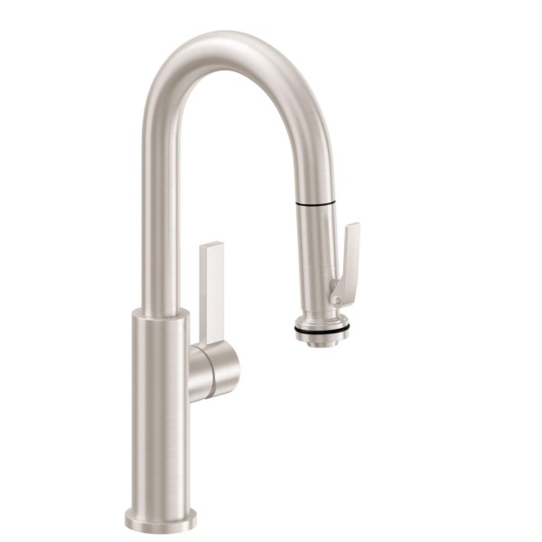 Curving Spout, Pull-down Spray, Squeeze Handle Diverter