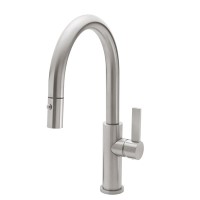 Modern Pull Down, Low Curving Spout, Button Squeeze Trigger