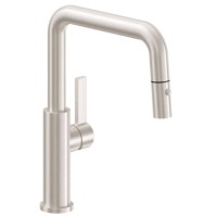 Blade Handle, Modern Squared Spout, Push Button Pull-down Spray