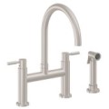 Bridge Faucet, Curving Spout, 62 Handle, Side Spray