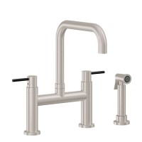 Bridge Faucet, Squared Spout, Black 52 Post Handle, Side Spray
