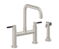 Bridge Faucet, Square Spout, 62b Handle, Side Spray