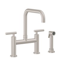 Bridge Faucet, Curving Spout, 66 Lever Handle, Side Spray