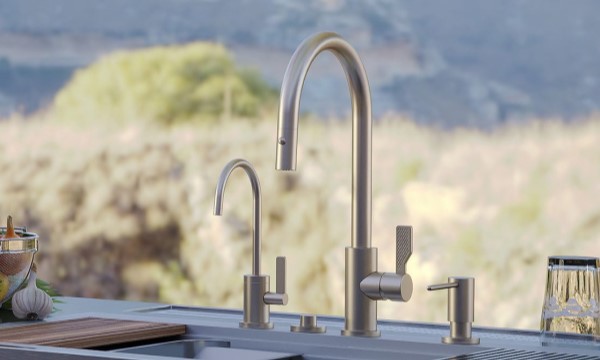 Coto Pull Down Kitchen Faucet with Push Button Trigger, Sleek Post Handles