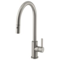 Tall Curving Spout, Pull-down Spray, Quad Blade Handle