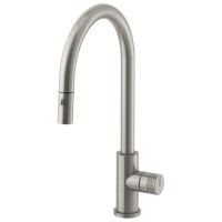 Tall Curving Spout, Pull-down Spray, Dotted Knob