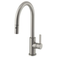 Low Curving Spout, Pull-down Spray, Quad Blade Handle