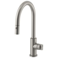 Low Curving Spout, Pull-down Spray, Appliance Knob