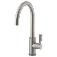 Low Curving Spout, Pull-down Spray, Textured Paddel Handle