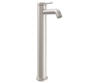 Tall Single Hole Faucet with Front Post Style Handle, Curved Spout