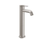 Medium Single Hole Faucet with Front Post Style Handle, Curved Spout
