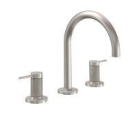 Sink faucet with High Curving Spout, Post Handles, Knurled Column
