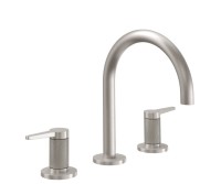 Sink faucet with High Curving Spout, Lever Handles, Knurled Column