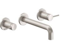 2 Handle Wall Sink Faucet, Post Handles, Smooth Column
