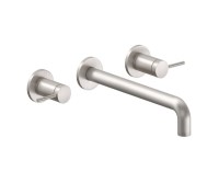 2 Handle Wall Sink Faucet, Post Handles, Smooth Column