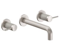 2 Handle Wall Sink Faucet, Post Handles, Knurl Column