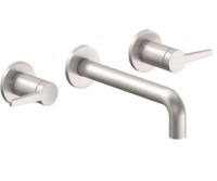 2 Handle Wall Sink Faucet, Lever Handles, Smooth Column