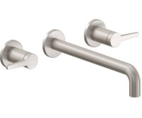 2 Handle Wall Sink Faucet, Lever Handles, Smooth Column