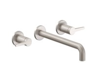 2 Handle Wall Sink Faucet, Lever Handles, Smooth Column