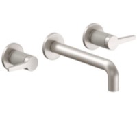 2 Handle Wall Sink Faucet, Lever Handles, Knurl Column