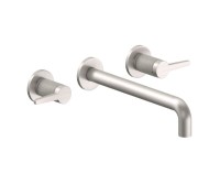 2 Handle Wall Sink Faucet, Lever Handles, Knurl Column