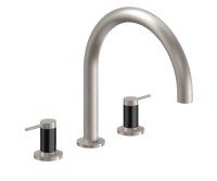 Tub Faucet Curving Spout, Post Handles, Carbon Fiber Column