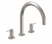 Tub Faucet Curving Spout, Post Handles, Knurl Column