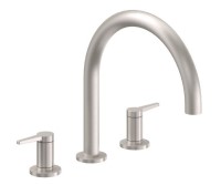 Tub Faucet Curving Spout, Lever Handles, Smooth Column