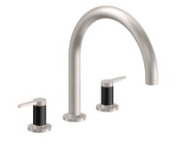 Tub Faucet Curving Spout, Lever Handles, Carbon Fiber Column