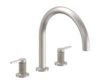 Tub Faucet Curving Spout, Lever Handles, Knurl Column