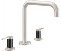 Tub Faucet Curving Spout, Lever Handles, Carbon Fiber Column