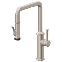 Squared Quad Spout, Pull-down Spray, Squeeze Handle Trigger, Flared Lever Handle