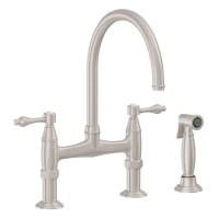 Bridge Faucet, Curving Spout, 61 Handle, Side Spray