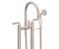 Traditional Curving Spout, Lever Handles, 2 Leg Freestanding Tub Filler with Handshower