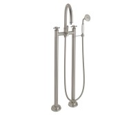 Traditional Curving Spout, Cross Handles, 2 Leg Freestanding Tub Filler with Handshower