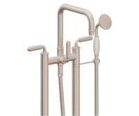 Traditional Squared Spout, Lever Handles, 2 Leg Freestanding Tub Filler with Handshower