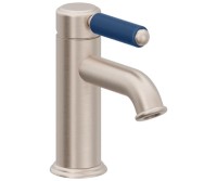 Blue Porcelain Handle, Top Handle Low Single Hole Faucet