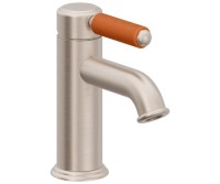 Orange Porcelain Handle, Top Handle Low Single Hole Faucet