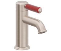 Red Metal Lever Handle, Top Handle Low Single Hole Faucet