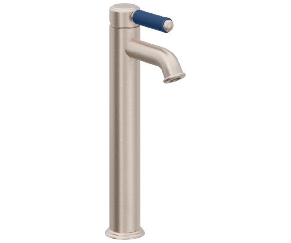 Blue Porcelain Handle, Top Handle, Tall Single Hole Faucet