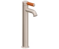 Orange Porcelain Handle, Top Handle, Tall Single Hole Faucet