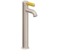 Yellow Porcelain Handle, Top Handle, Tall Single Hole Faucet